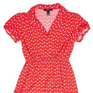 Vintage Style Red Rooster Print Dress